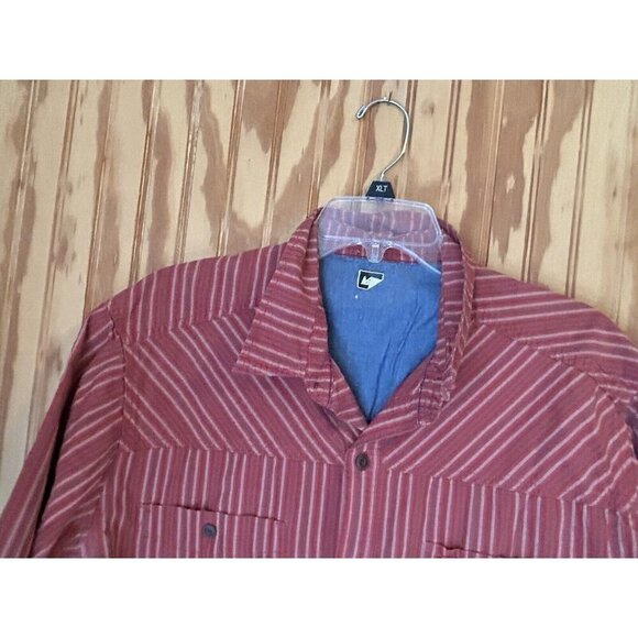 REI Mens Red Striped Hiking Camping Short Sleeve Shirt Collared Button XL?? - Picture 3 of 6